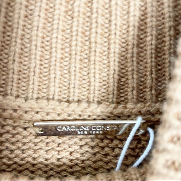 Caroline Constas Cable Knit Turtleneck Sweater Mini Dress in Camel Tan Cotton - Picture 8 of 8